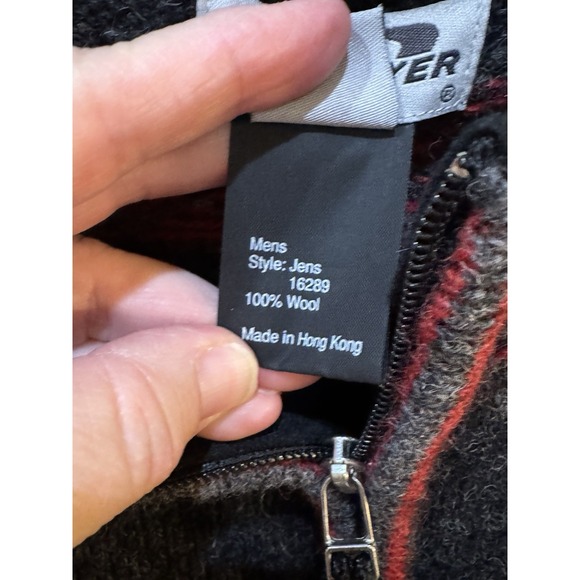 Vintage Obermeyer Sweater Size Medium 1/4 Zip Wool Alpine Design Y2K Gray Red - Picture 5 of 9